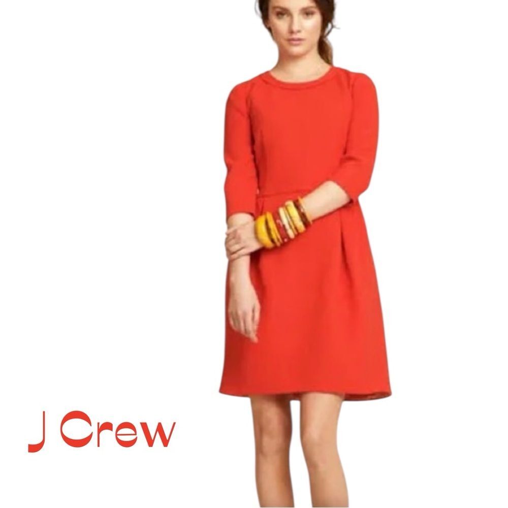 J Crew Red Wool Blend Structured Dress NWOT Size 0